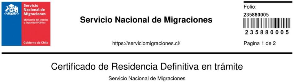 Certificate of Permanent Residency in process - Certificado residencia definitiva en tramite